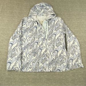 Merona Womens Blue/Gray Fleur-de-lis‎ Long Sleeve Pullover Hoodie Size L